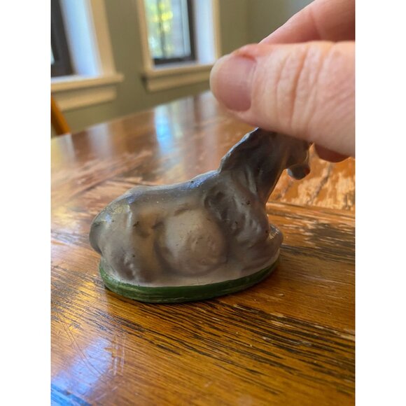 Vintage Fontanini Donkey Figurine Hand-Painted Collectible With Green Base & Wor - Picture 3 of 8